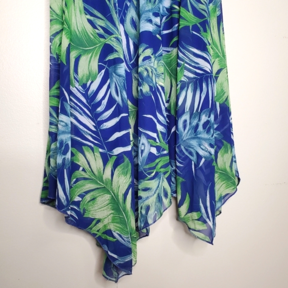 Rabbit Rabbit Rabbit Tropical Flowy V-Neck Asymmetrical Dress Size 2P - Picture 8 of 10